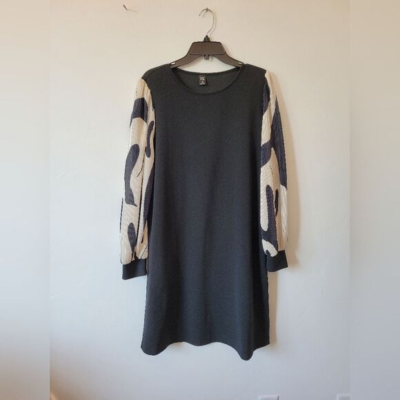 Emery Rose Sheath Dress Black Puff Sleeves Contemporary Office Old Money XL - Picture 5 of 9